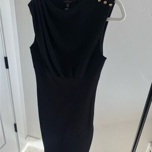 Ted Baker London Black Midi Dress with Gold Accents